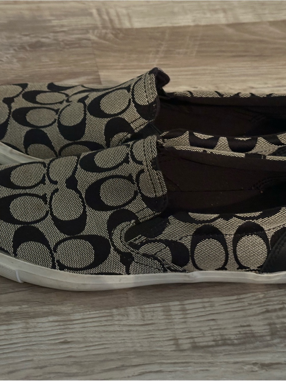 Coach Black and Cream Signature Slip-On Sneakers - Picture 2 of 3